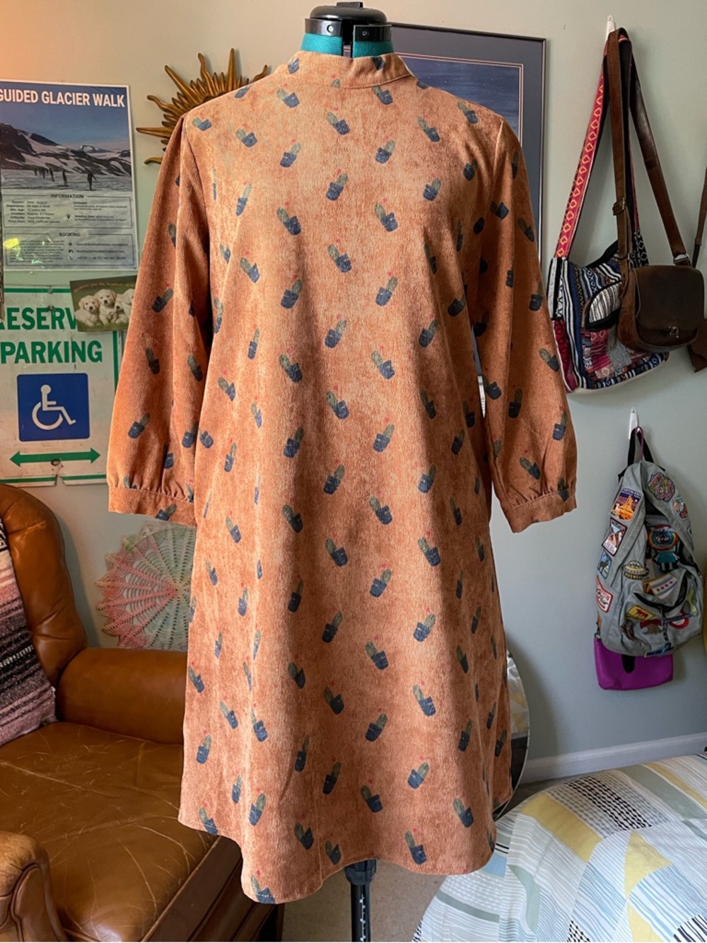 SM Wardrobe lightweight corduroy cactus shift dress size L large